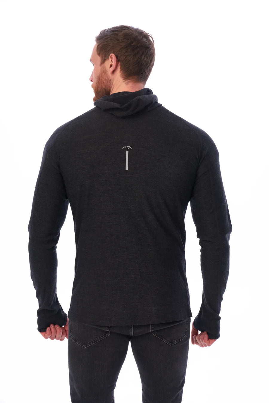 Men's Merino Wool Half Zip Hoodie 190 Charcoal Grey