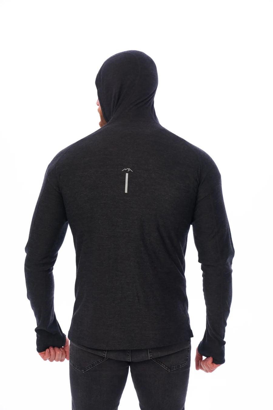Men's Merino Wool Half Zip Hoodie 190 Charcoal Grey