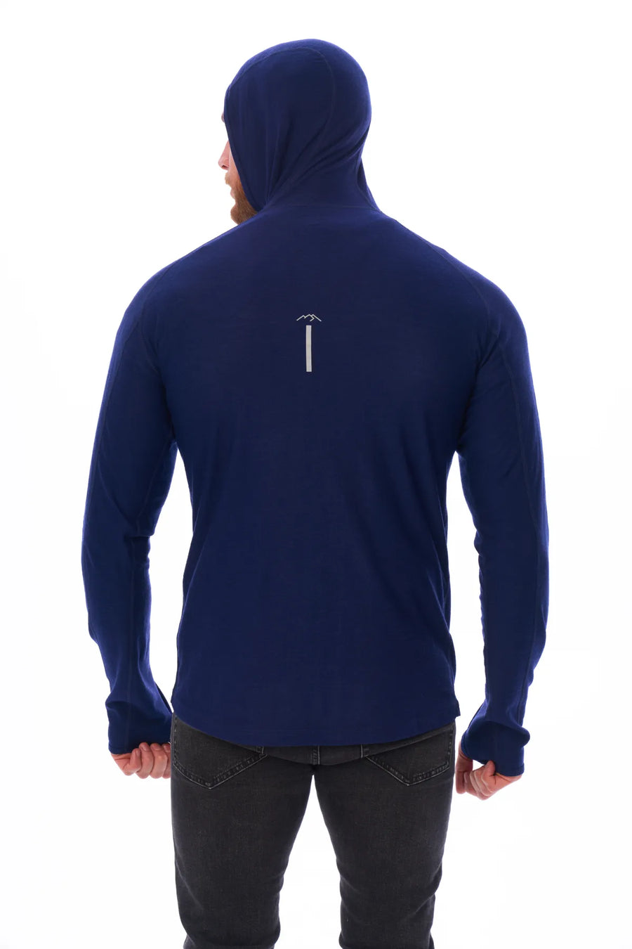 Men's Merino Wool Half Zip Hoodie 190 Navy