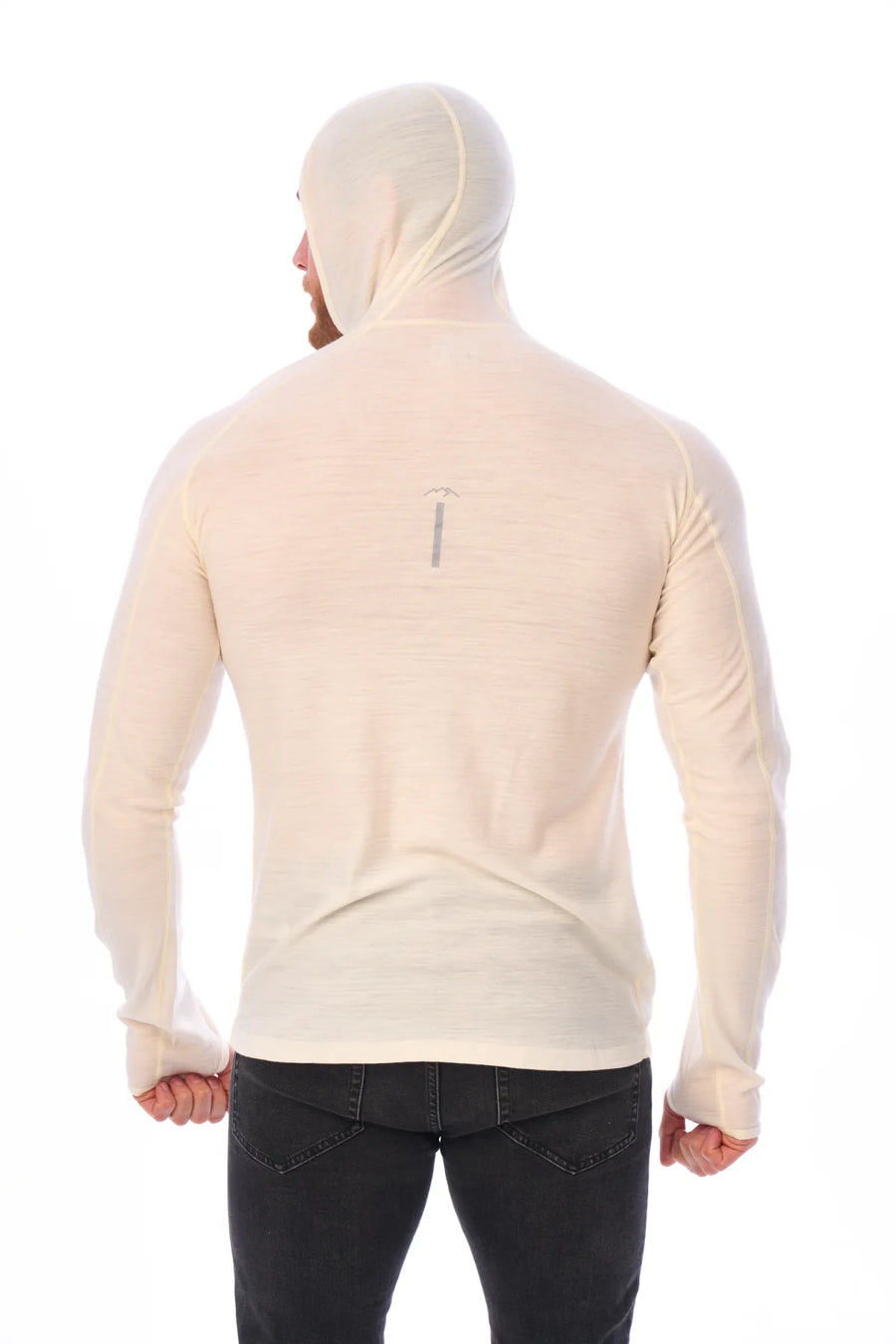 Men's Merino Wool Half Zip Hoodie 190 Off White