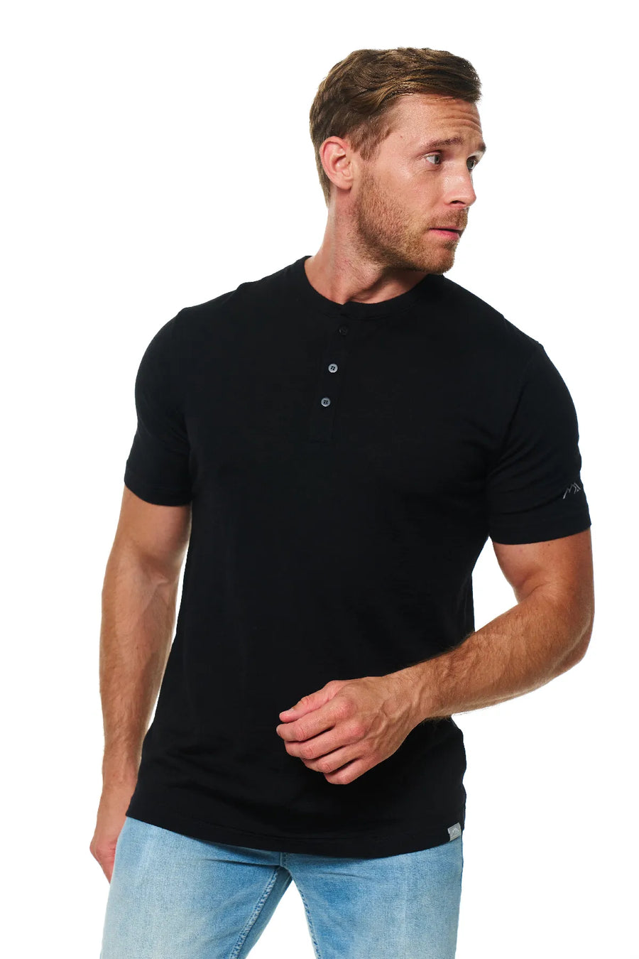 Men's Merino Wool Henley T-shirt 180 Black