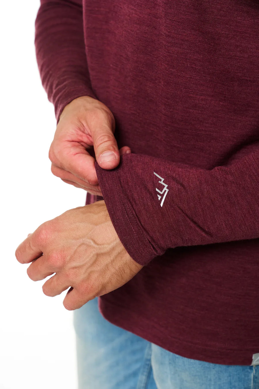 Haut à manches longues Henley en laine mérinos pour homme 170 bordeaux