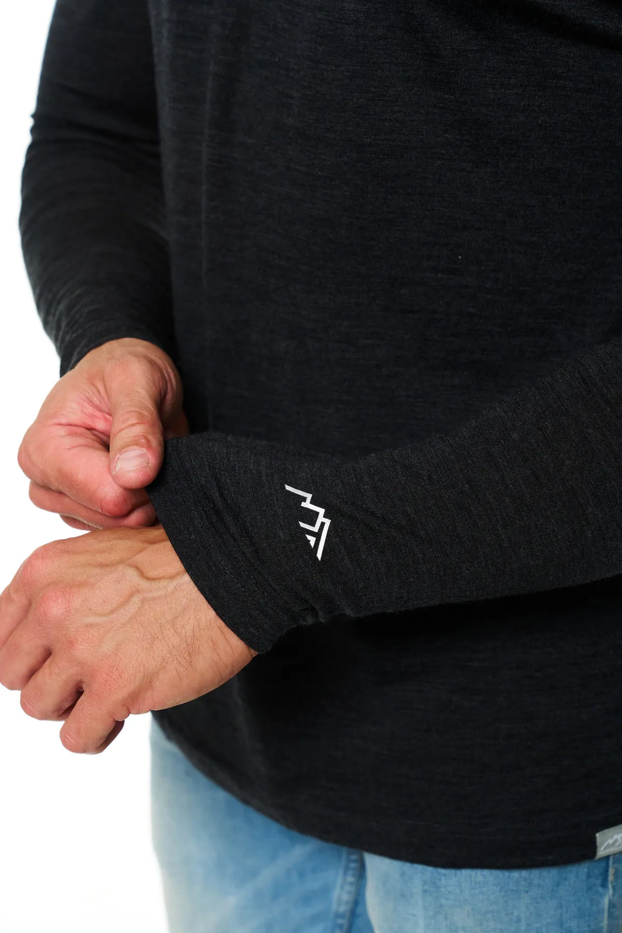 Men's Merino Wool Henley Long Sleeve 170 Charcoal