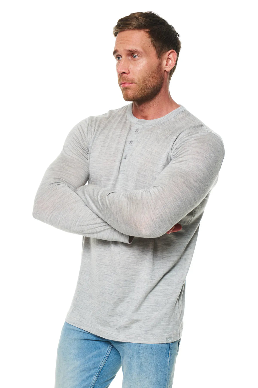 Men's Merino Wool Henley Long Sleeve 170 Heathered Grey