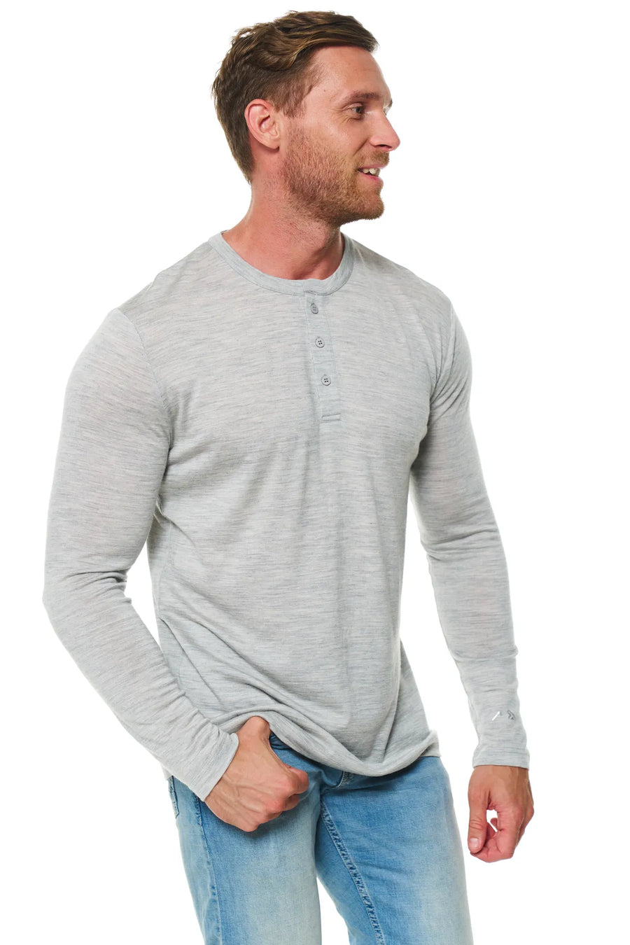 Men's Merino Wool Henley Long Sleeve 170 Heathered Grey
