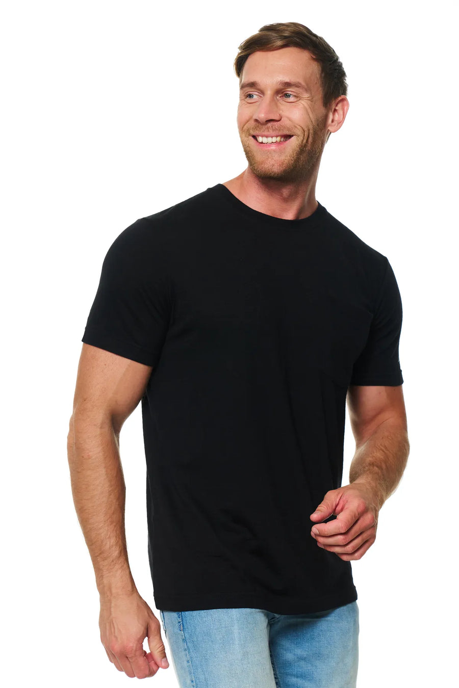 Men's Merino Wool Black Pocket T-Shirt