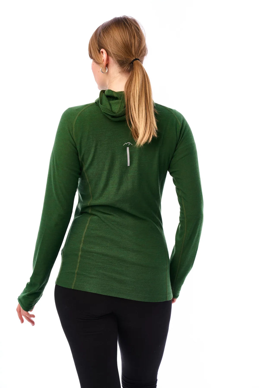 Women's Merino Wool Half Zip Hoodie 190 Olive