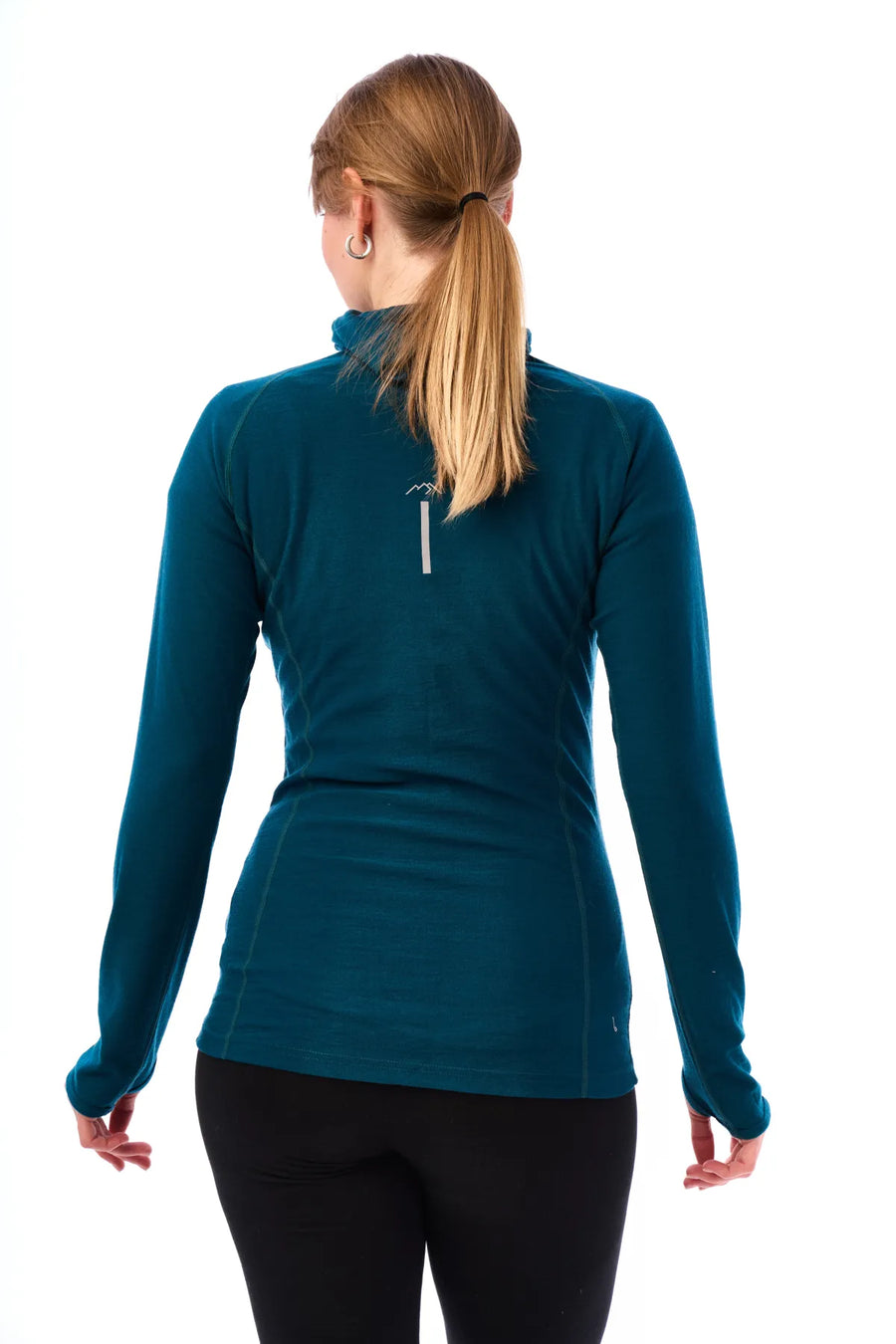 Women's Merino Wool Half Zip Hoodie 190 Deep Teal
