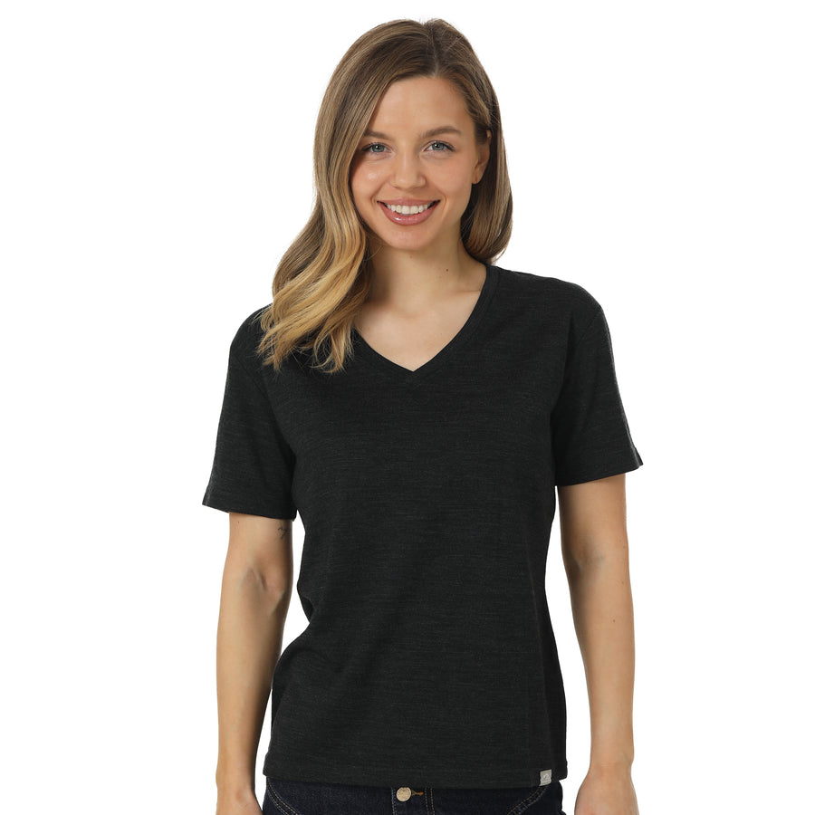 Women's Merino T-shirt 180 Charcoal | V-Neck (+socks)