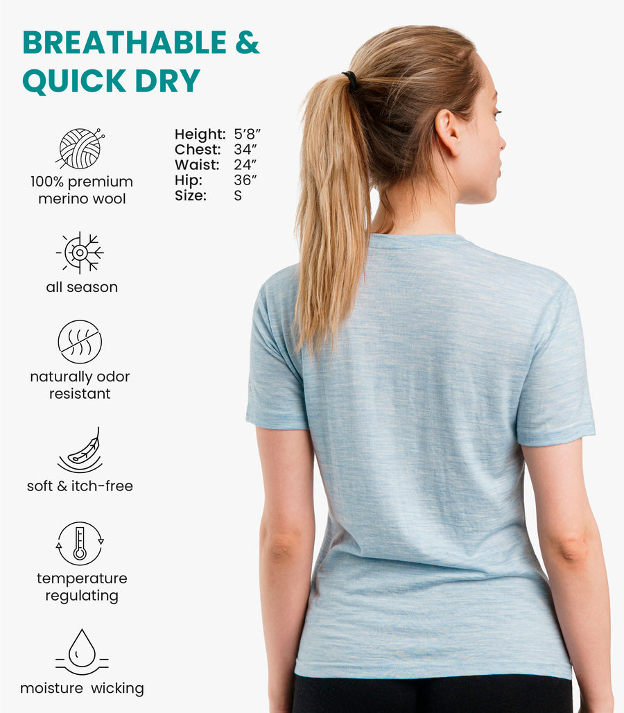 Women's Merino T-shirt 180 Iceberg | Crewneck
