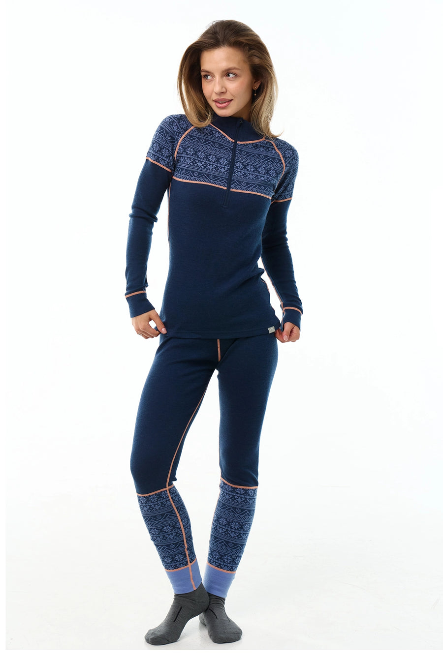 Ensemble thermique mérinos 250 Femme Nordic Tale Berry – Haut zippé