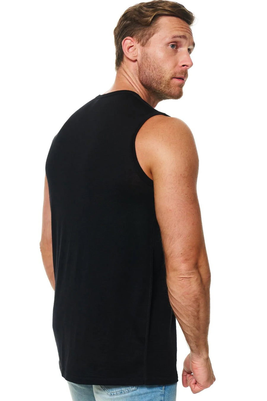 Men's Merino Wool Tank Top 180 Black