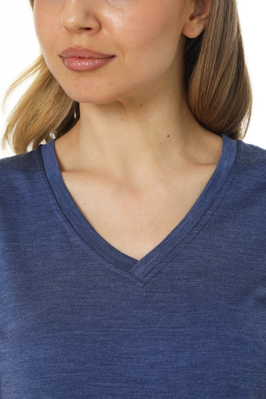 T-shirt Mérinos Femme 180 Bleu Windsor | Col V (+chaussettes)