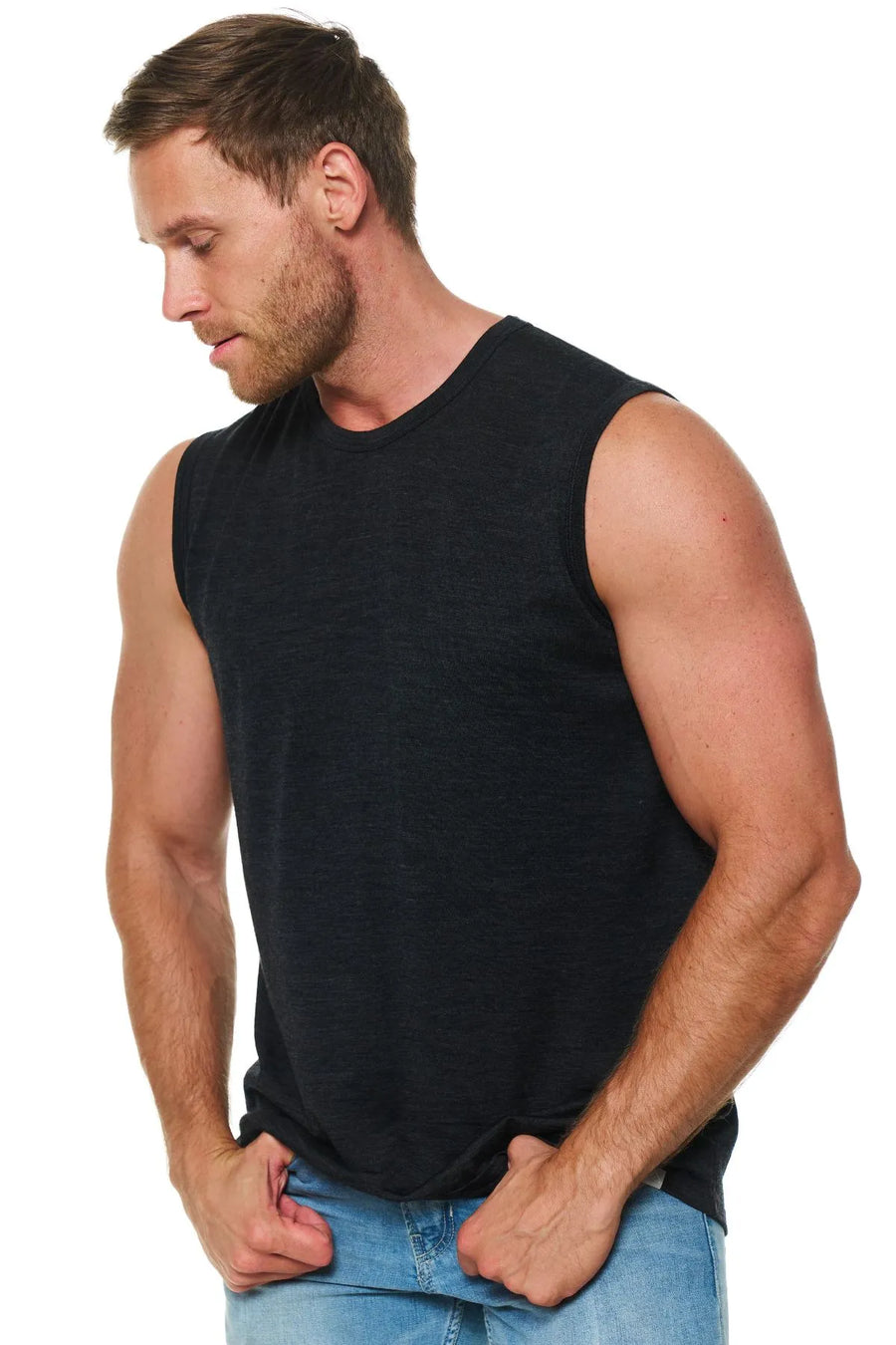 Men's Merino Wool Tank Top 180 Charcoal Grey