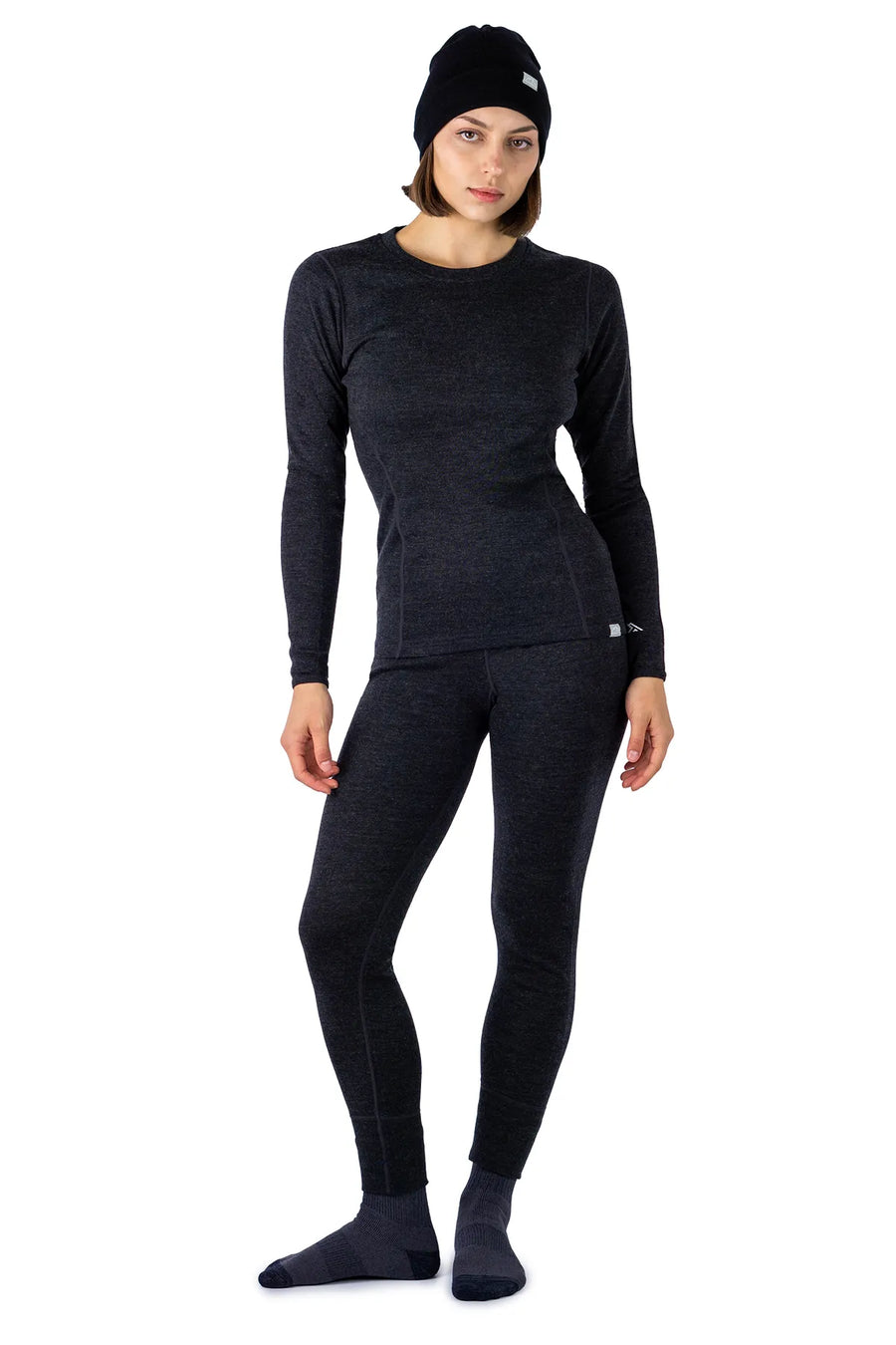 Women's Charcoal Grey Thermal Set 250 + Black Beanie