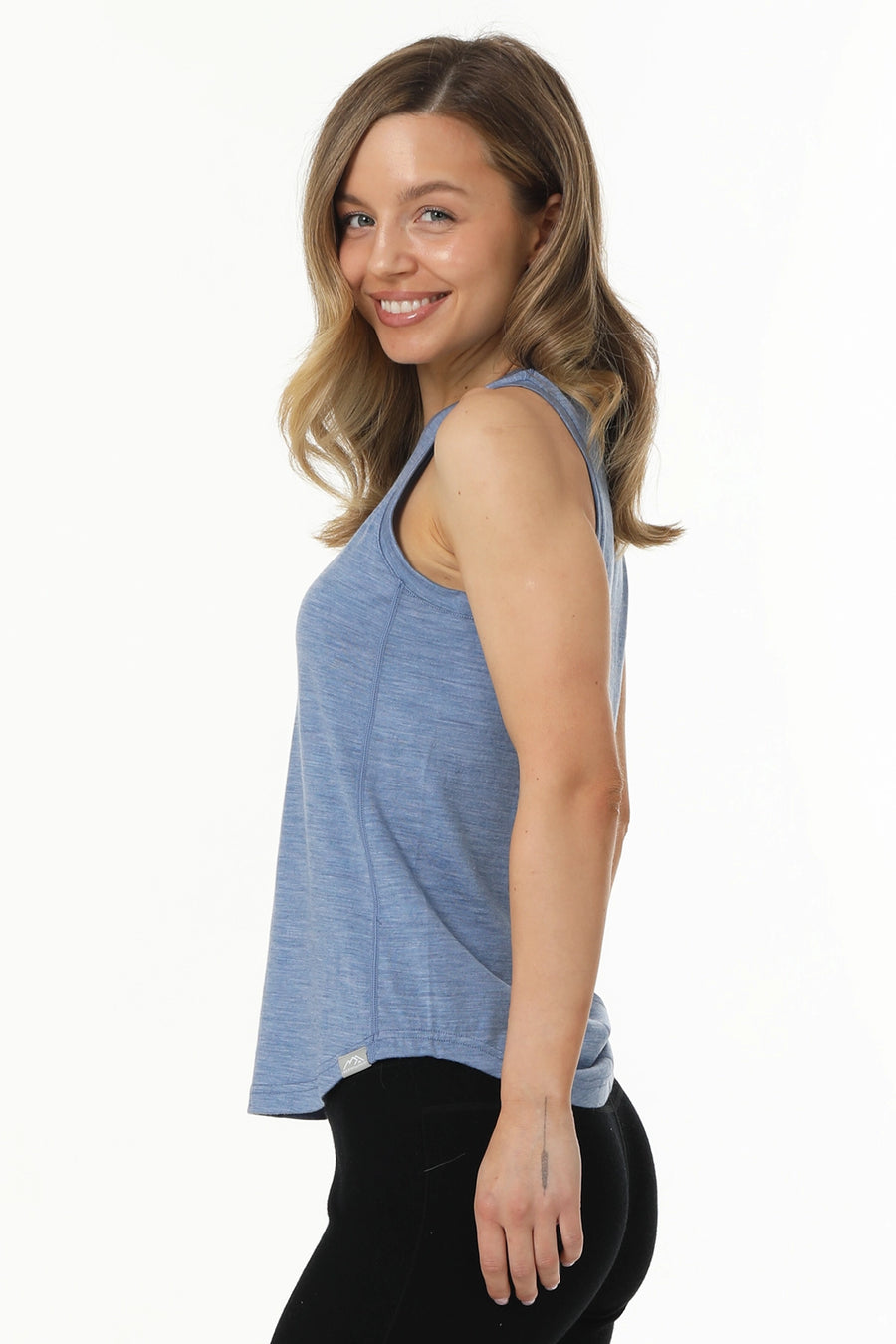 Women's Merino Wool Highneck Tank Top Deep Blue