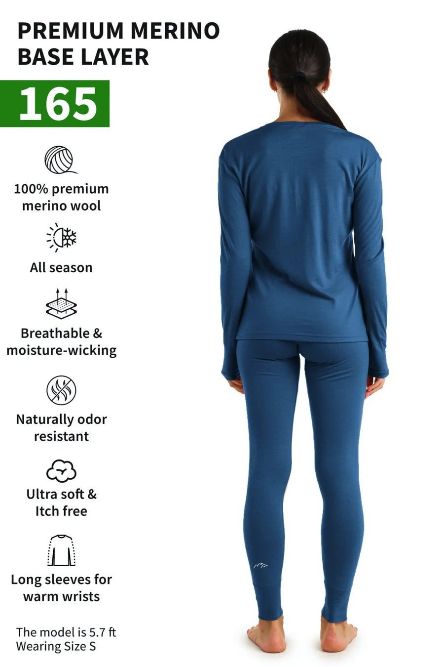 Women's Merino Thermal Set 165 Denim Blue