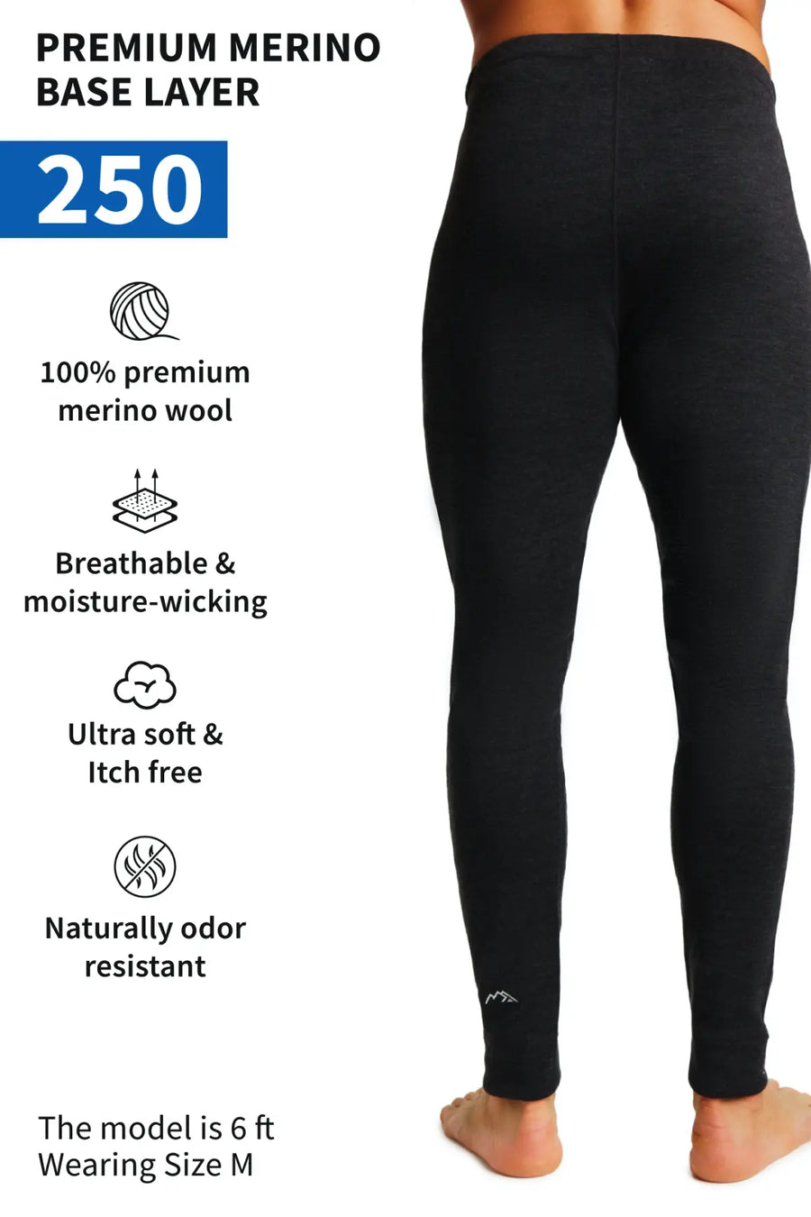 Men's Merino Pants 250 Charcoal Grey