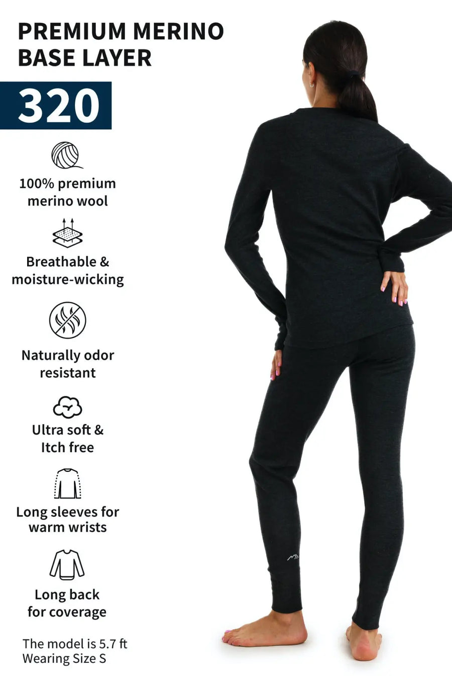 Women's Merino Thermal Set 320 Charcoal Grey