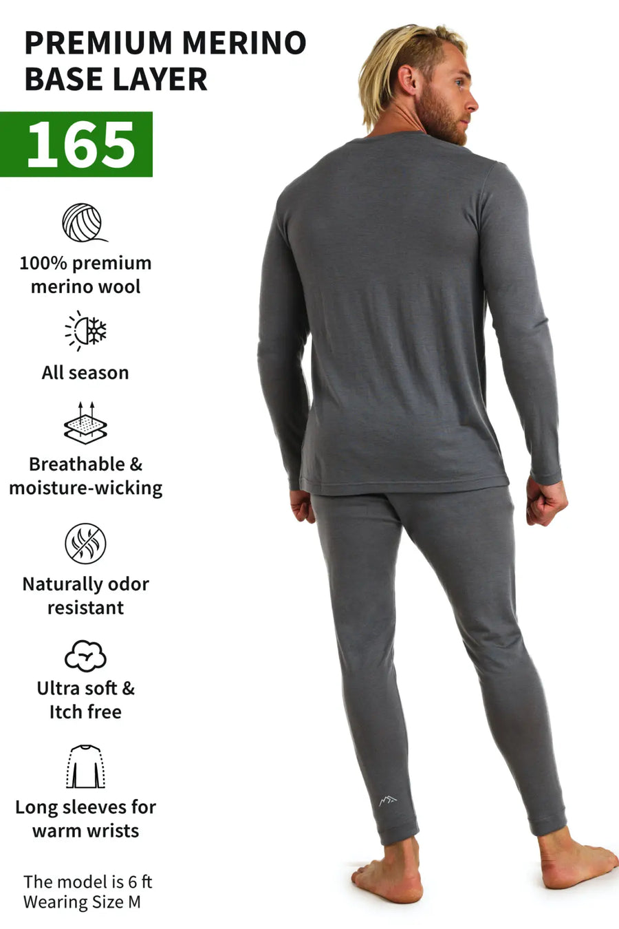 Ensemble thermique mérinos homme 165 gris parfait
