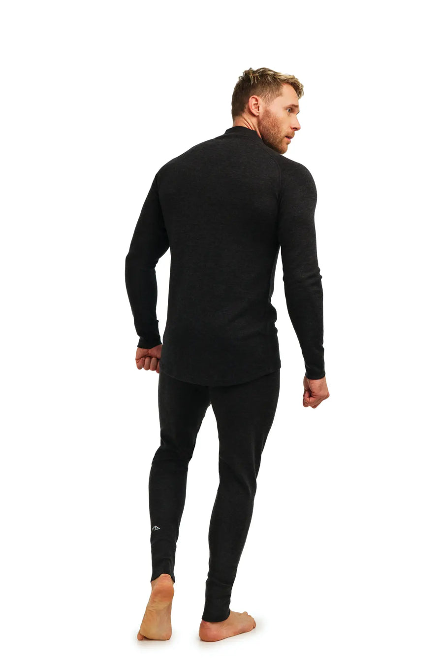 Ensemble thermique mérinos zippé pour homme 320 gris anthracite