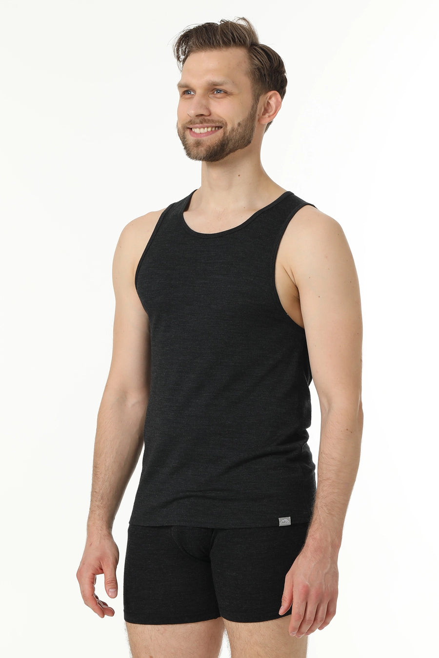 Men's Merino Wool Tank A-Shirt 180 Charcoal Grey