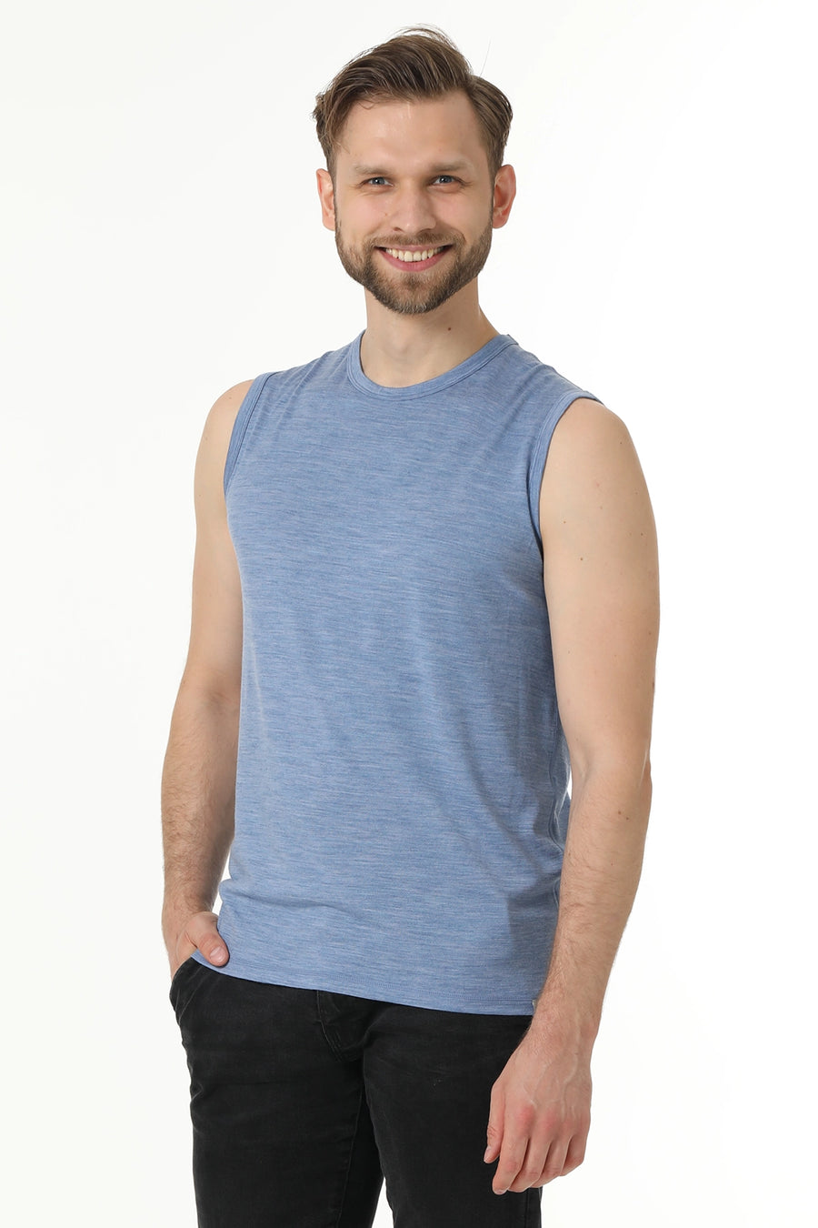 Men's Merino Wool Tank Top 180 Deep Blue