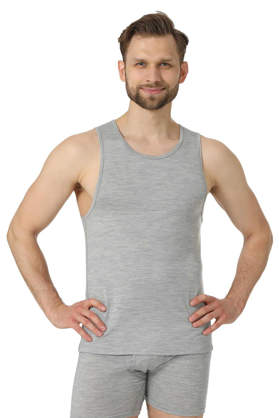 Men's Merino Wool Tank A-Shirt 180 Heather Grey