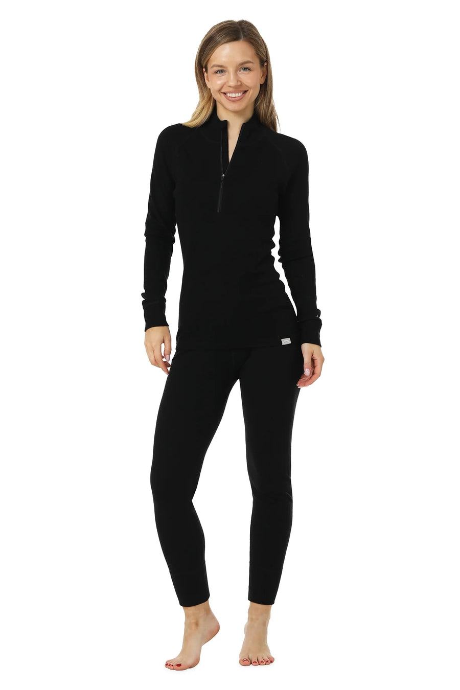 Women's Merino Thermal Set 250 Black Zip-Up