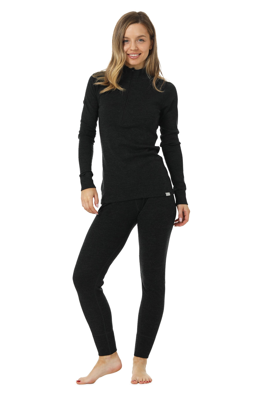 Ensemble thermique Mérinos femme 250 gris anthracite zippé