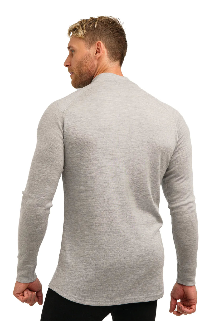 Men's Merino Half Zip Long Sleeve 320 Melange Grey