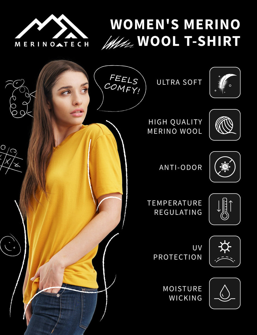 Women's Merino T-shirt 180 Heat Black | Crewneck (+socks)