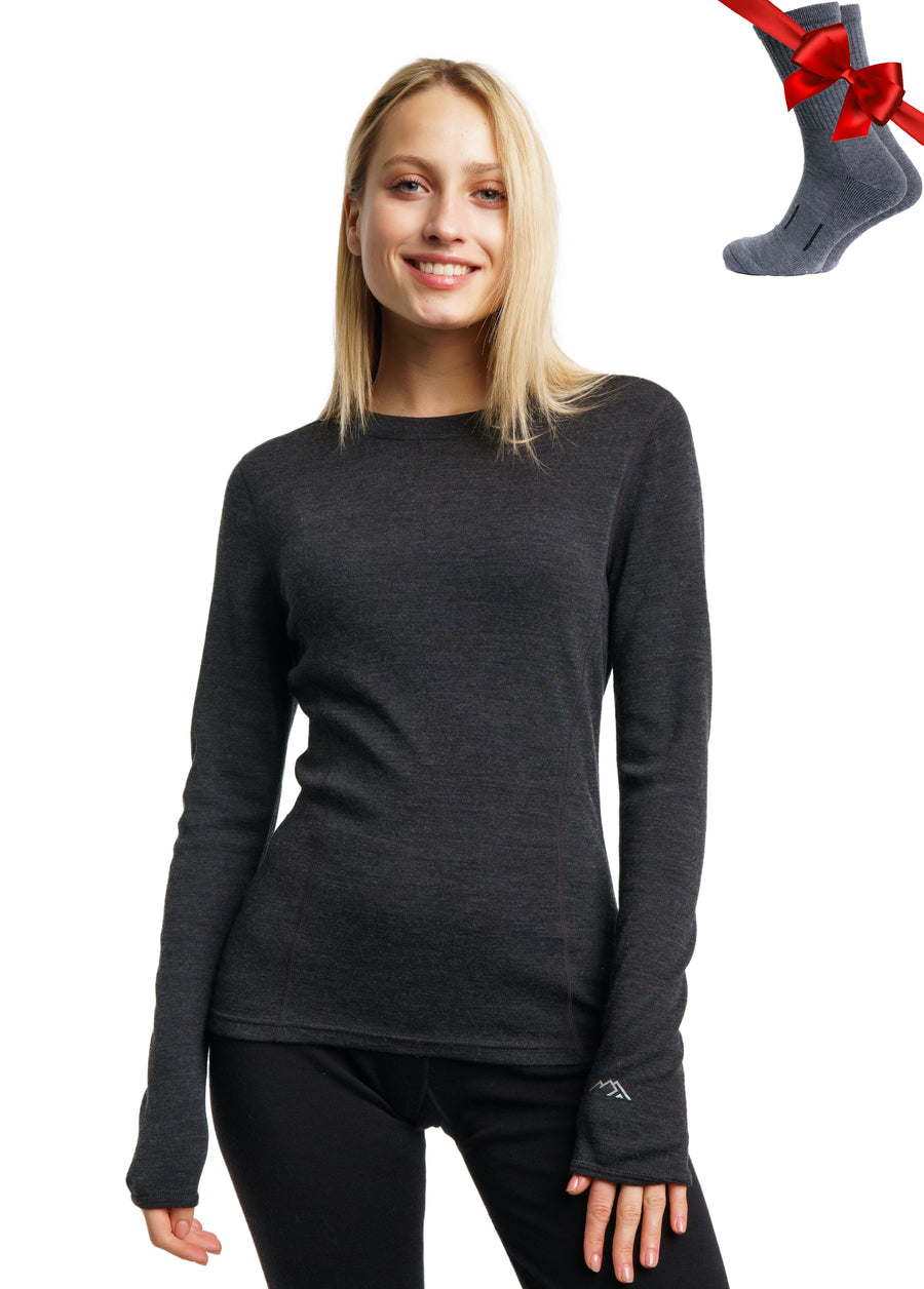 Women's Merino Long Sleeve 250 Charcoal Grey