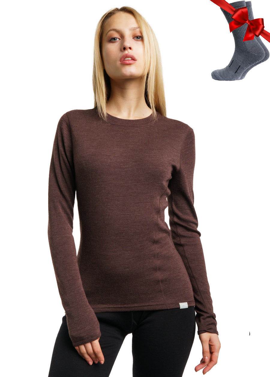 Women's Merino Long Sleeve 250 Chocolate