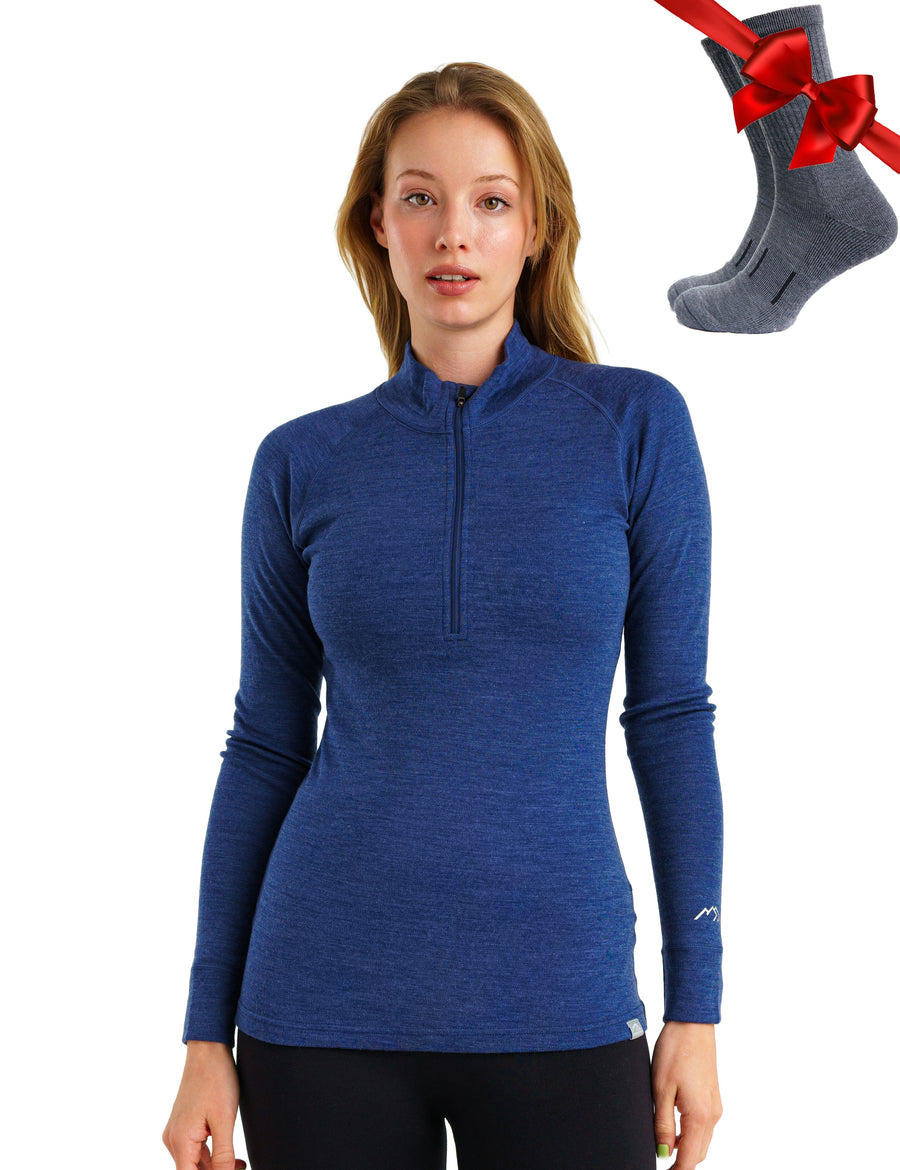Women's Merino Half Zip Long Sleeve 250 Windsor Blue