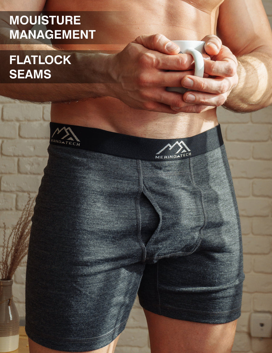 Men's Merino Boxers 190 Black (2 pack)