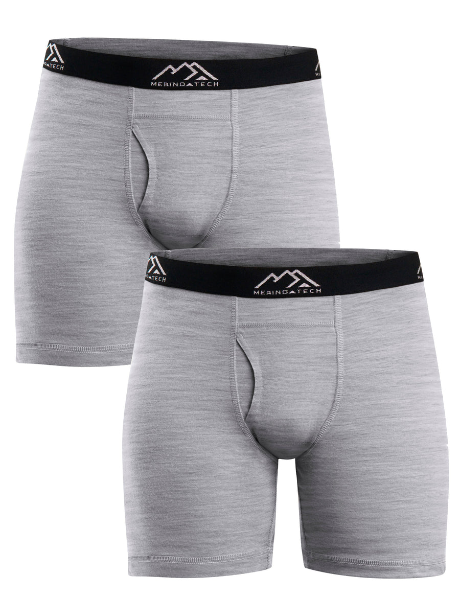 Men's Merino Boxers 190 Heathered Grey (2 Pack)