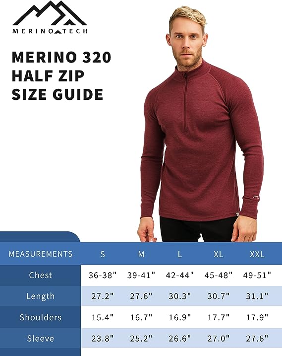 Merino Wool Half Zip Long Sleeve  Black