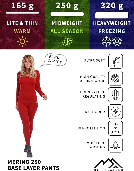 Women's Merino Pants 250 Nordic Tale Berry