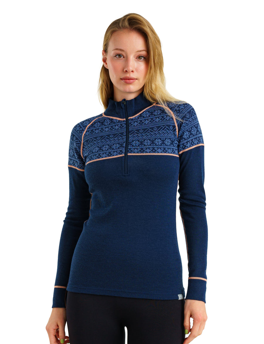 Haut à manches longues demi-zip mérinos 250 Nordic Tale pour femme - Baie