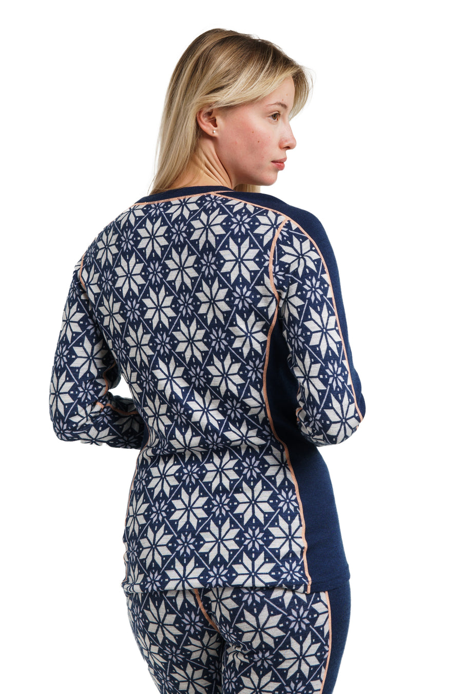 Merino Wool Long Sleeve Snowflake Navy