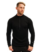 Merino Wool Half Zip Long Sleeve  Black