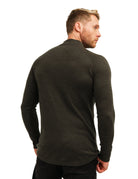 Merino Wool Half Zip Long Sleeve  Army Green