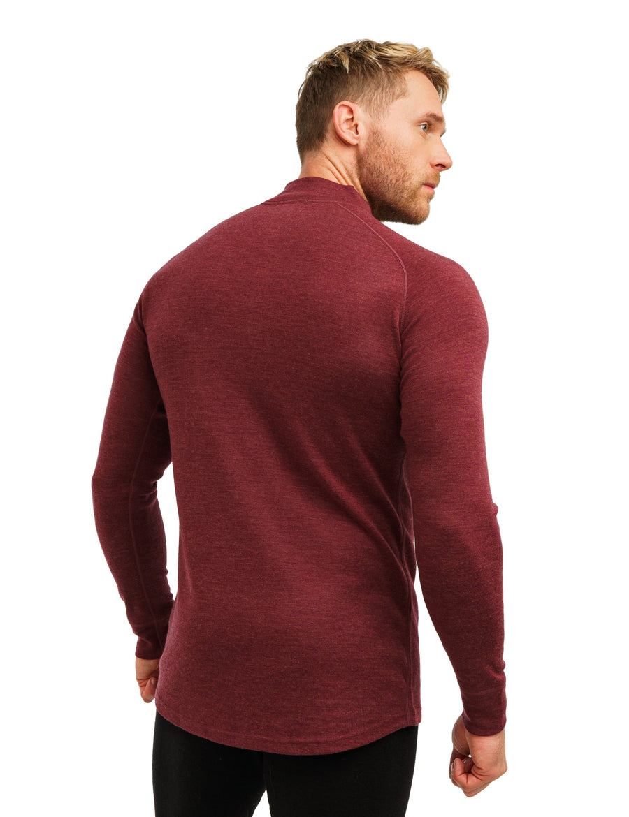 Merino Wool Half Zip Long Sleeve Burgundy