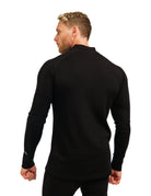 Merino Wool Half Zip Long Sleeve  Black