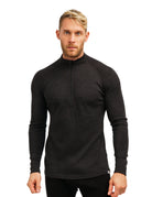 Merino Wool Half Zip Long Sleeve  Charcoal Grey