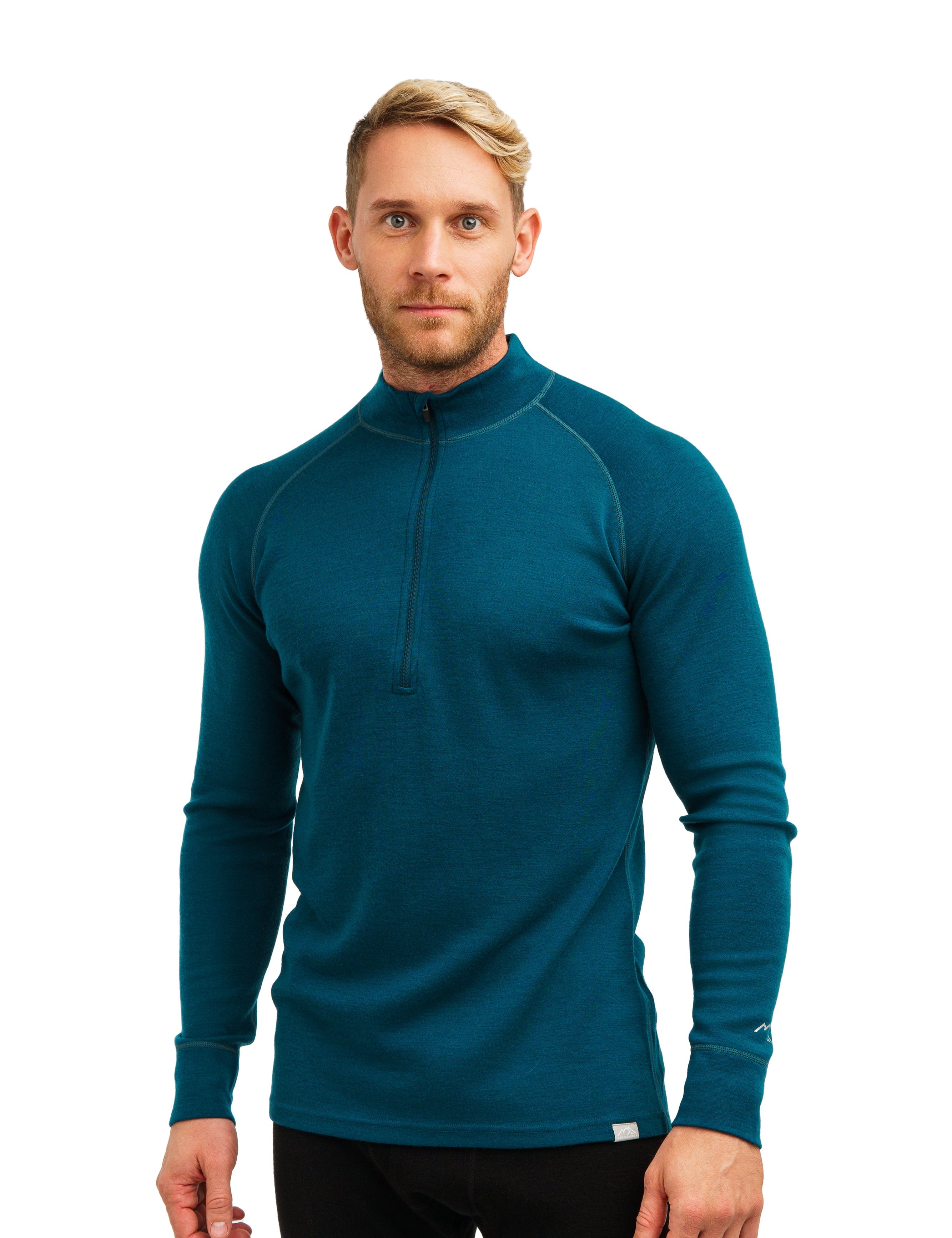 Merino Wool Half Zip Long Sleeve  Deep Teal