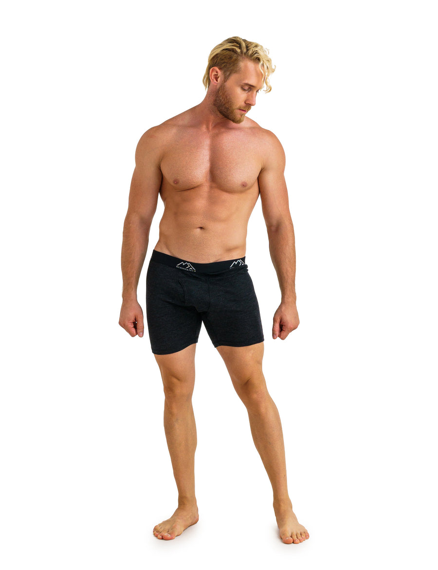 Men's Merino Boxers 190 Brief Heathered Black (2 Pack)