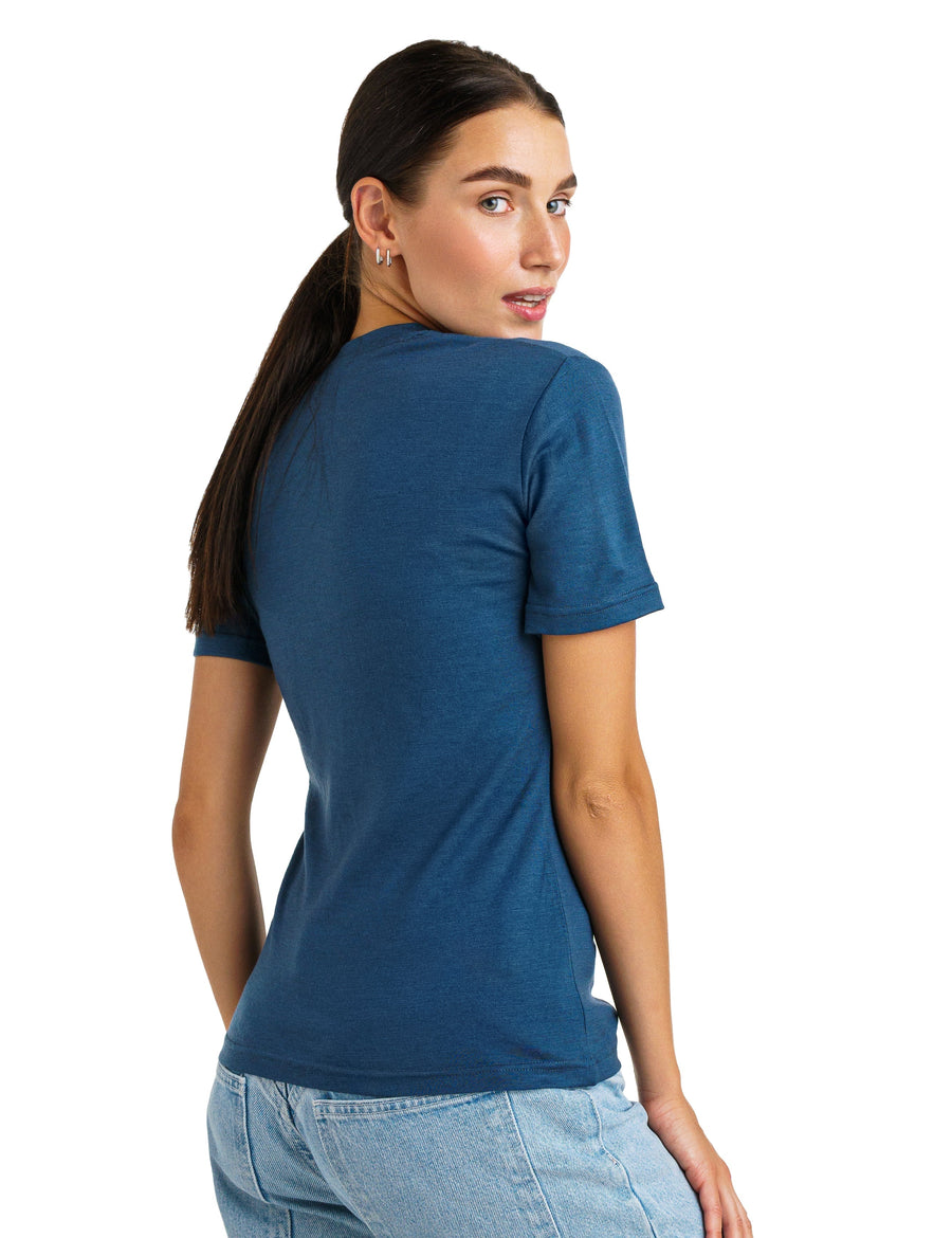 Women's Merino T-shirt 180 Denim | Crewneck