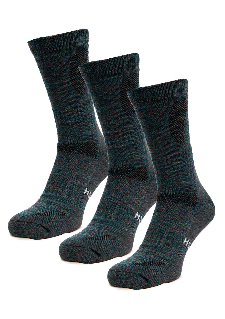 Merino Wool Hiking Socks - (Pack of 3) Dark Green